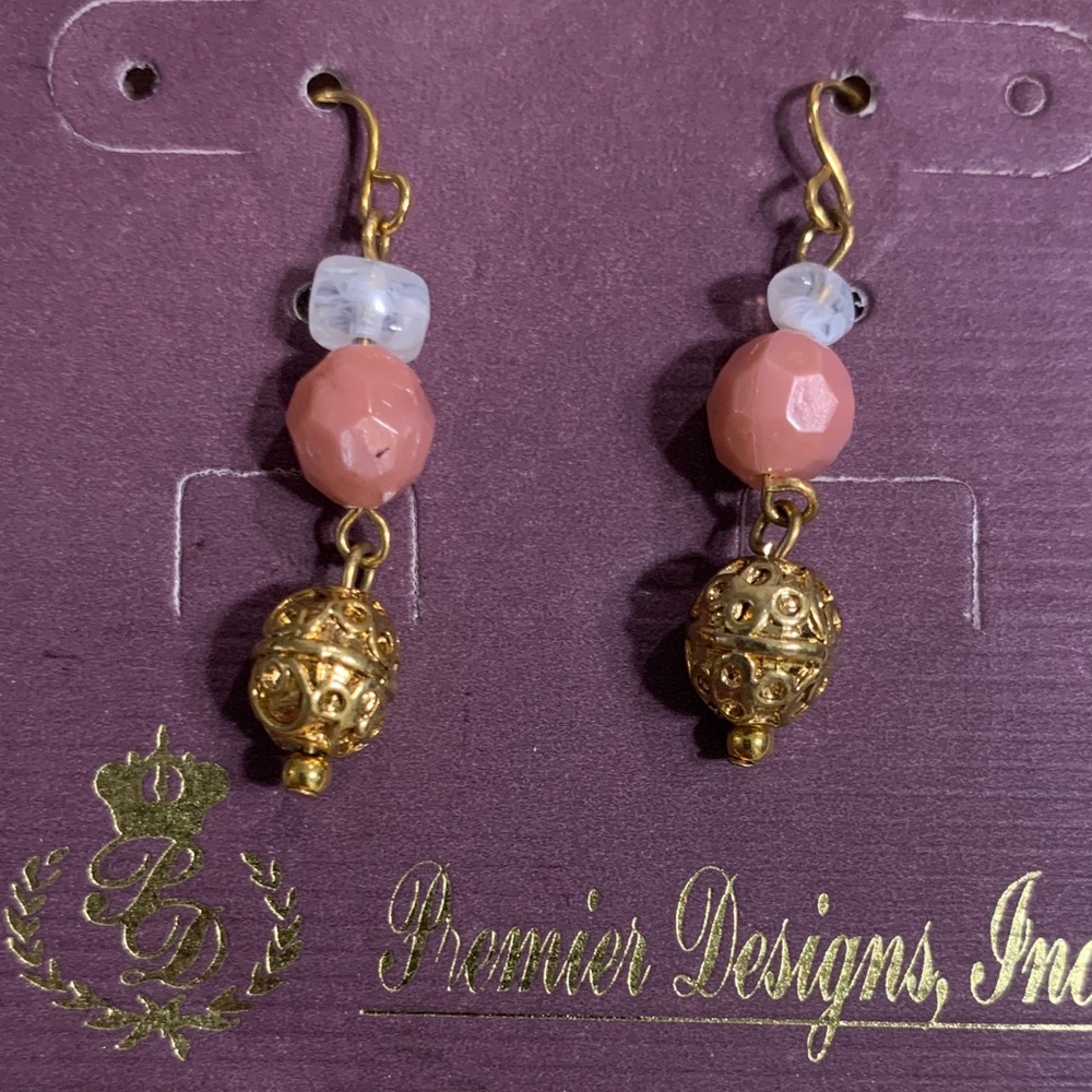 Pink & Gold Beaded new premier designs  Earrings